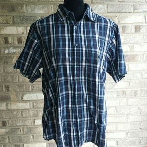 Men's plaid shirt navy blue size medium